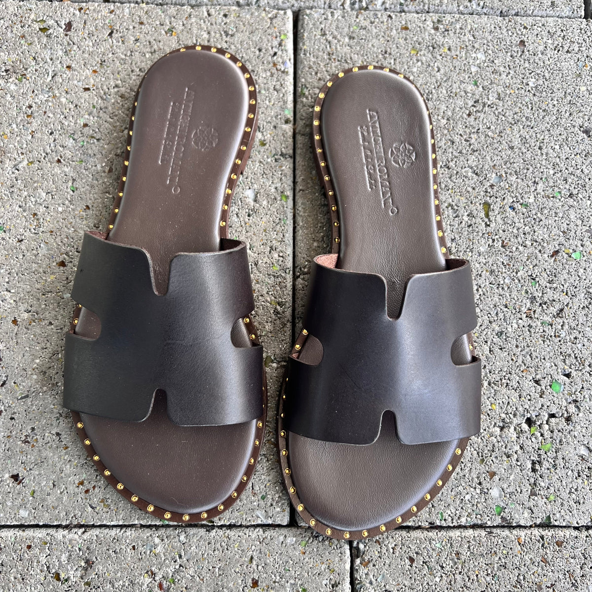 Antichi Romani Chocolate Slides with fine gold detail - 01Nuovo