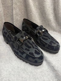 Luca Grossi Loafer Suede Black/Grey Leopard Print K359M