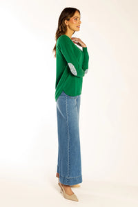 Bow And Arrow Jumper Green Swing w Liberty Elbow Patches