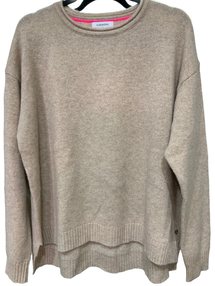 Alessandra Cashmere Roll Neck Crew Muesli