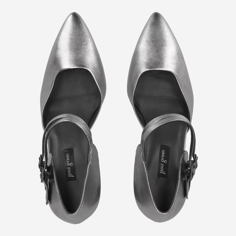 Paul Green Silver Pumps with Clasp 3837-026
