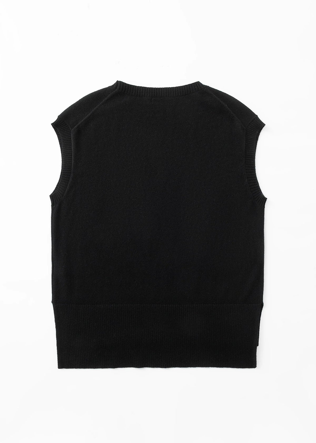 Aleger Knit Cashmere Long Line Black Tank N.345