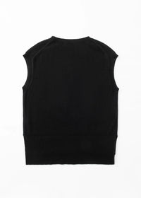 Aleger Knit Cashmere Long Line Black Tank N.345