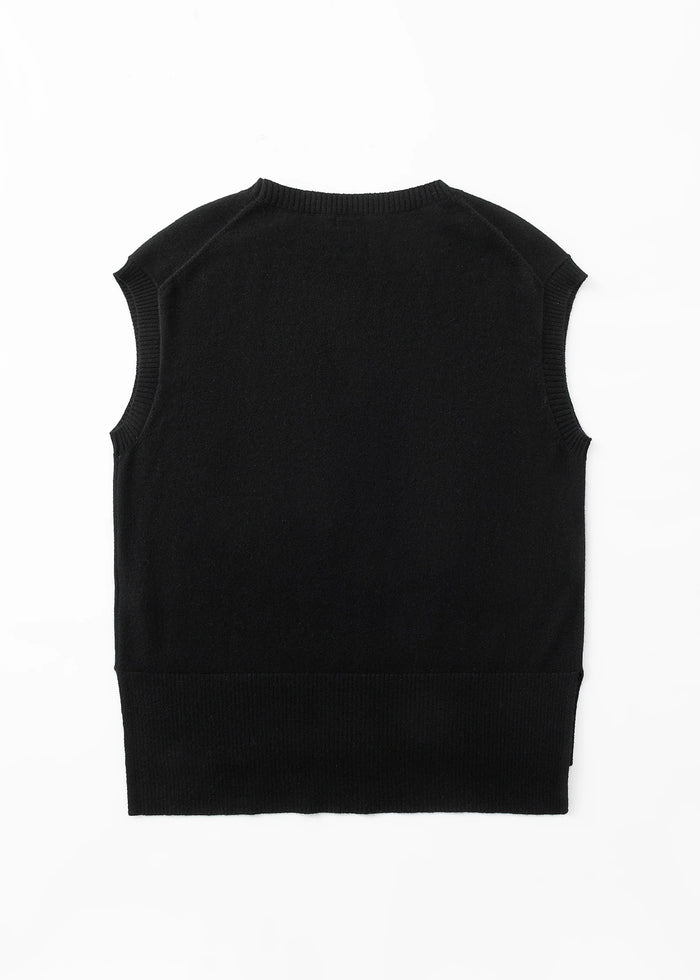 Aleger Knit Cashmere Long Line Black Tank N.345