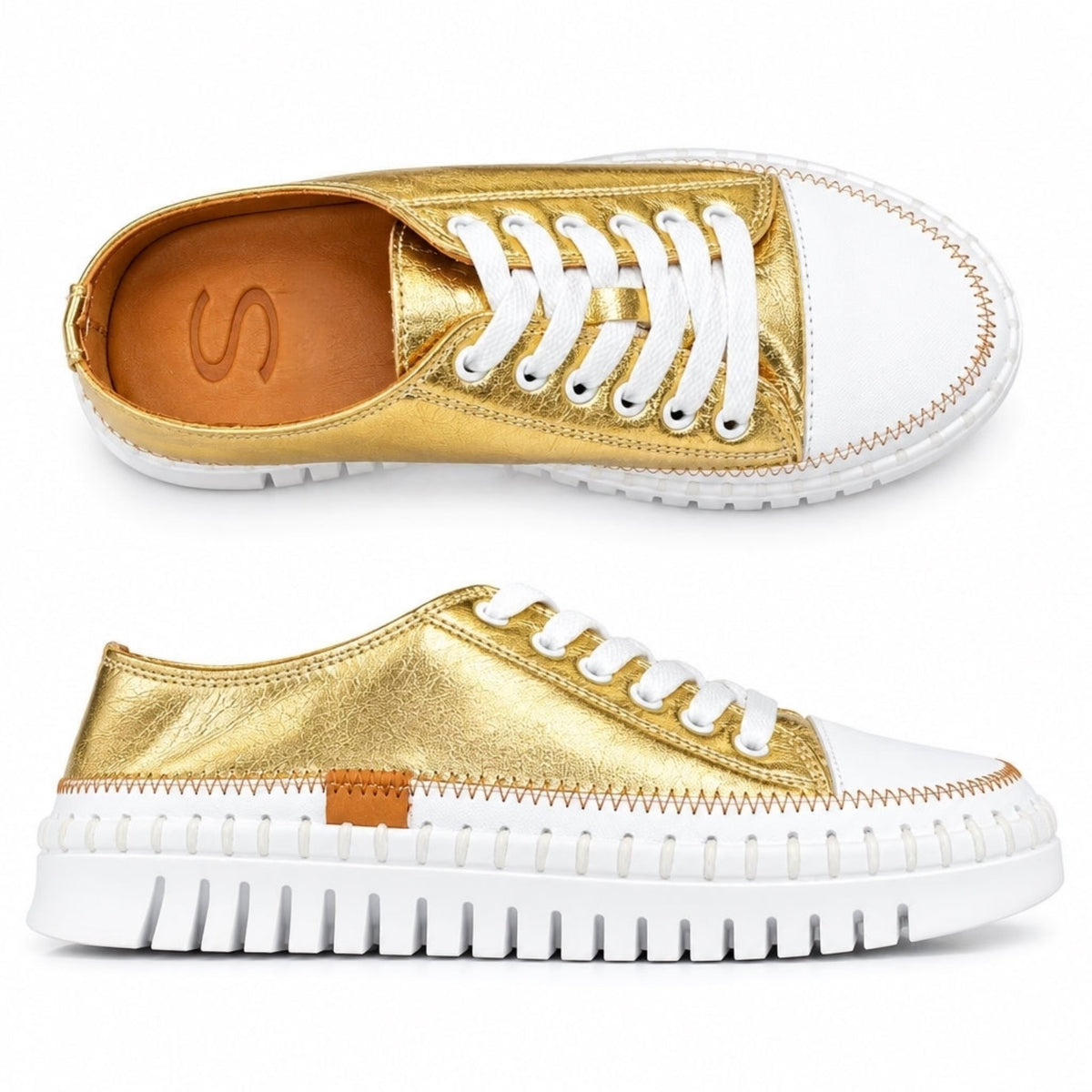 Sempre Di Sneaker Low Top White/Gold 139-1809