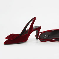 Lodi Slingback Heels Burgundy Velvet
