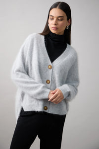 Mia Fratino Brushed Cashmere Mae Cardi Silver 24024