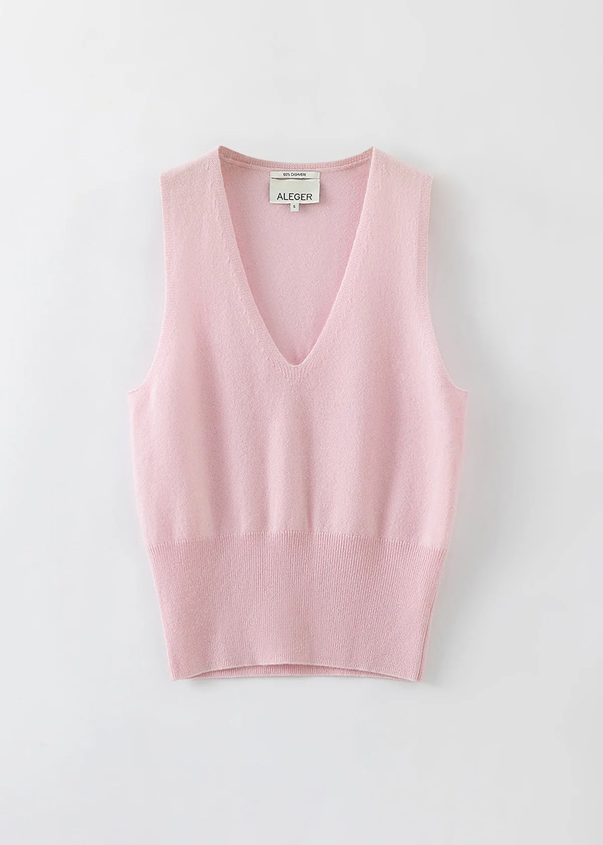 Aleger Vest Cashmere Low V Pearl Pink N2180