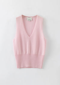 Aleger Vest Cashmere Low V Pearl Pink N2180