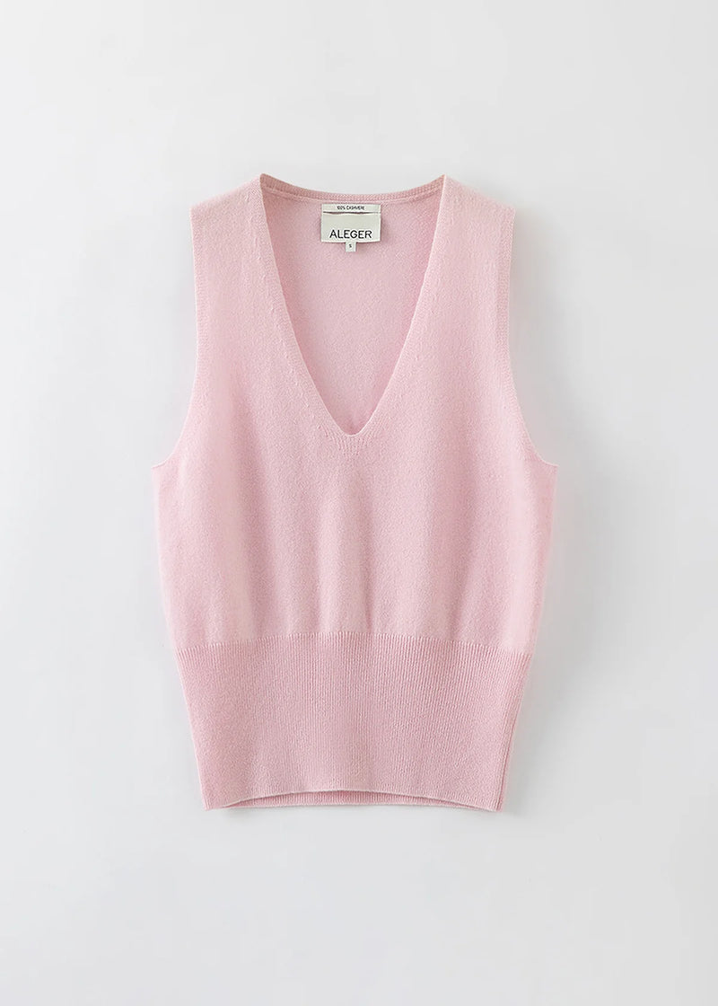 Aleger Vest Cashmere Low V Pearl Pink N2180