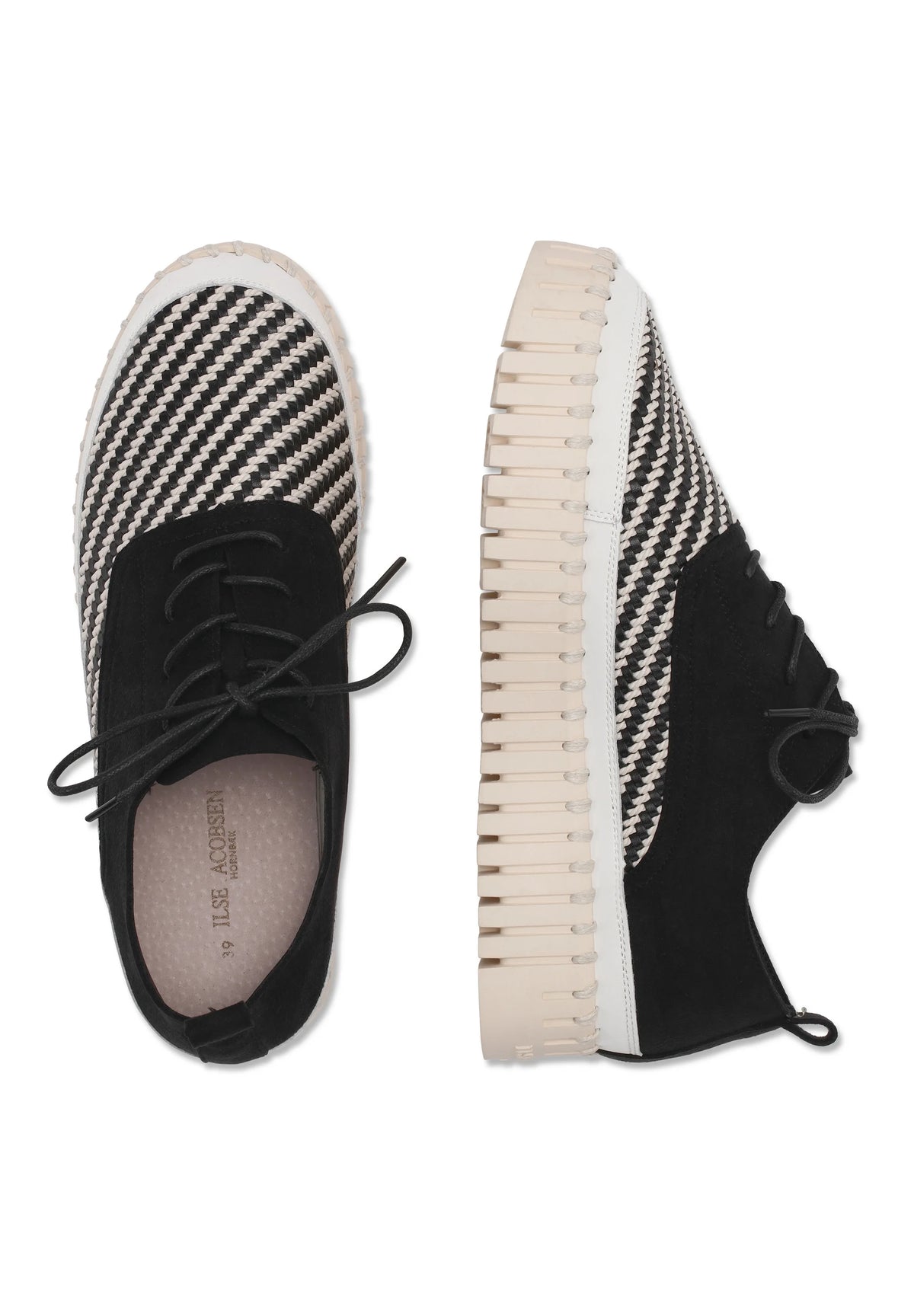 Ilse Jacobsen Tulip Textile Trainers Black/White 4094