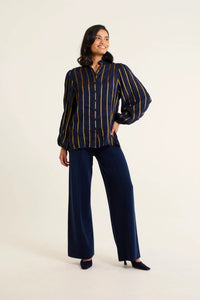 Alessandra Frankie Linen Shirt  Ink/Gold 800Q