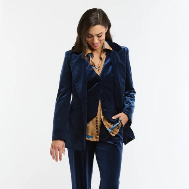 Italian Star Jacket Velvet Navy ISV2228