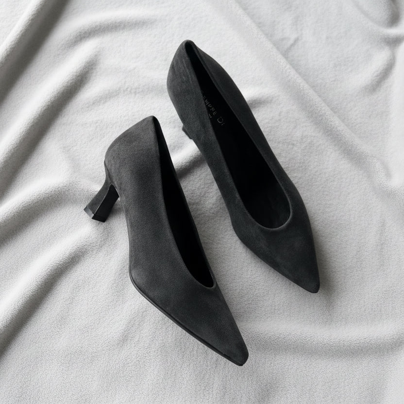 Sempre Di Heels Dark Grey Suede Faro01