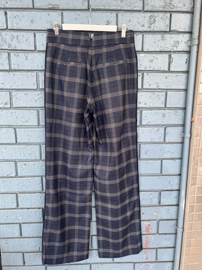 Etta Mia Pleated Pant Navy Check W2521