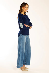 Bow And Arrow Jumper Ink Blue Swing w Liberty Elbow Patches