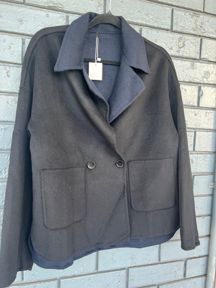 Etta Cashmere Rev Jacket Navy/ Black W2518