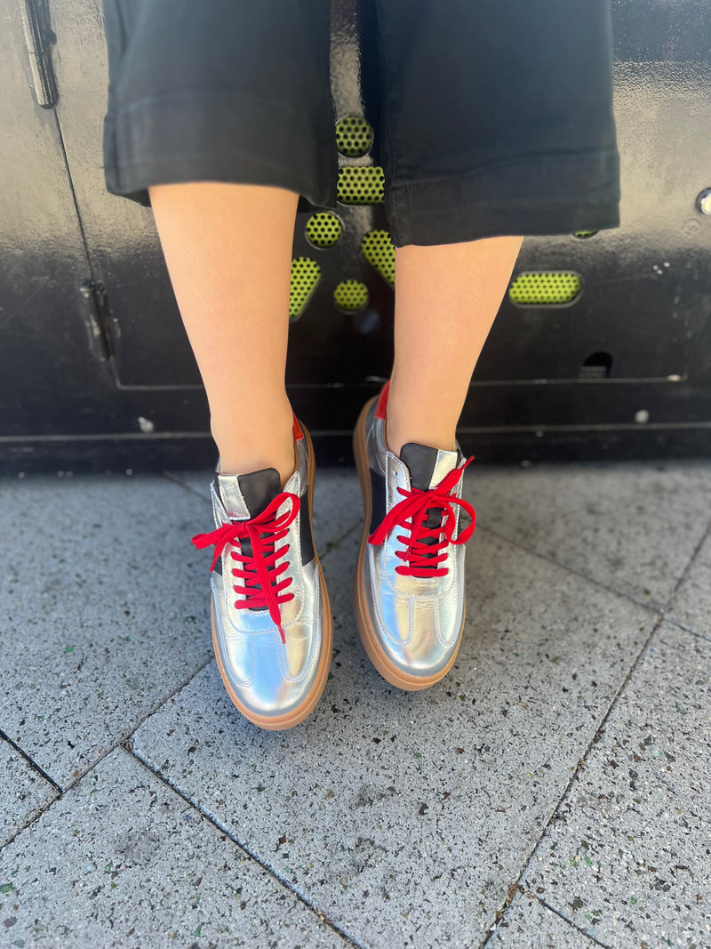 S.di Silver/Black/Red Sneaker 3306