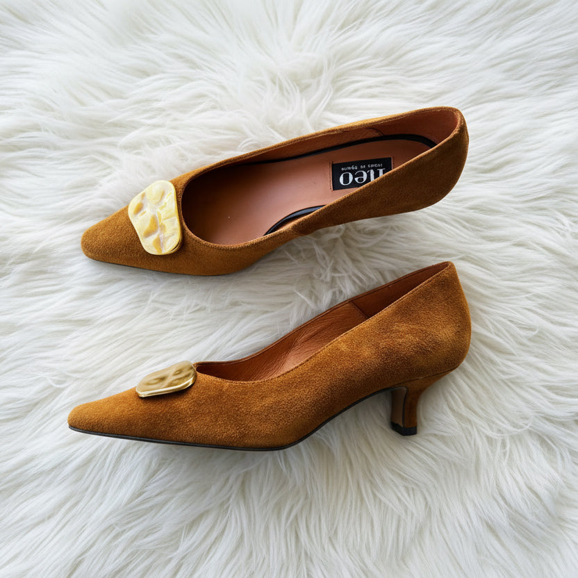 Neo Shoe Basket Suede Pump Mogano/Gold 25623-416D