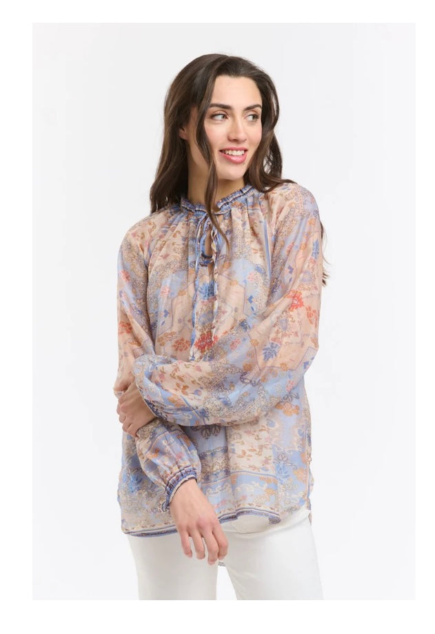 Italian Star Shirt Emily Ruffle Azzure