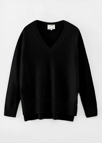 Aleger Knit Cashmere Long Line V Neck Black N.21