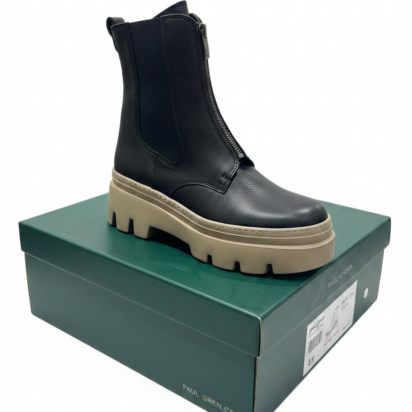 Paul Green Boot Black with Front Zip 8030-024