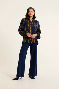 Alessandra Frankie Linen Shirt  Ink/Gold 800Q