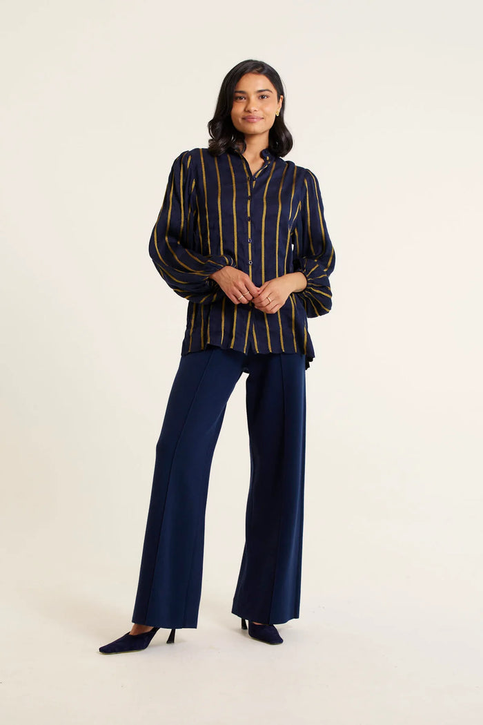 Alessandra Frankie Linen Shirt  Ink/Gold 800Q