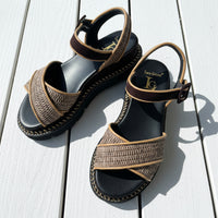 Luca Grossi Sandal Brown Raffia Crossover H893S