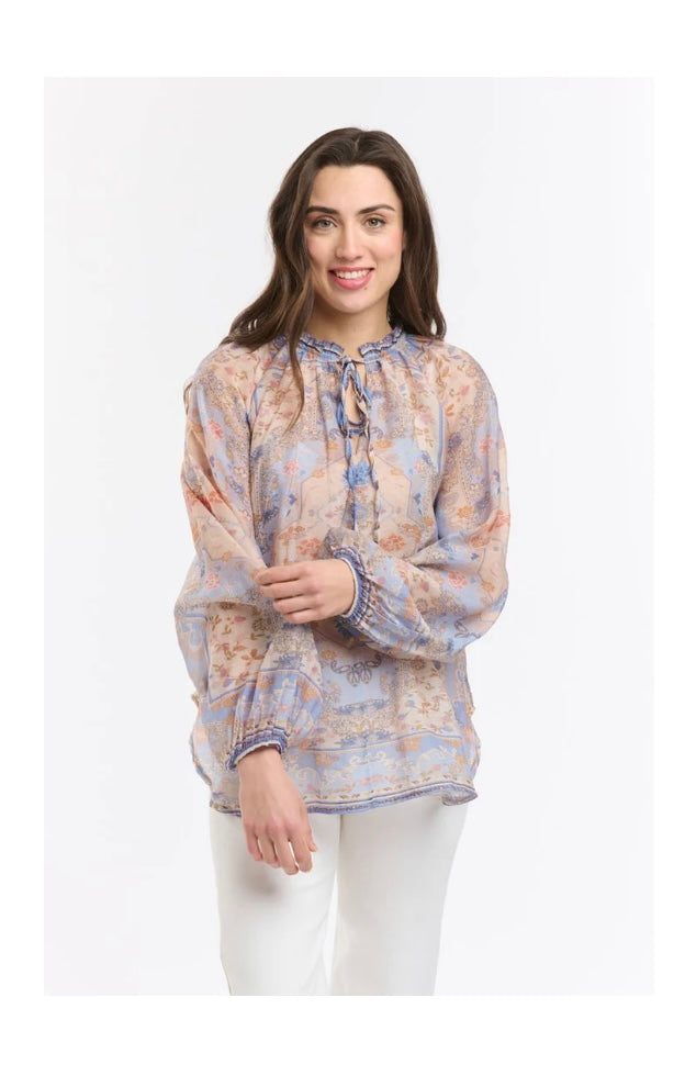 Italian Star Shirt Emily Ruffle Azzure