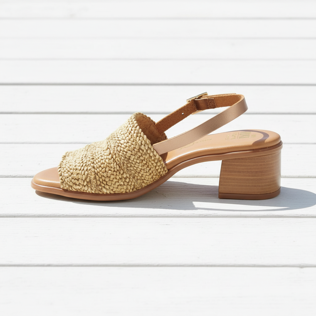Neo Sandal Raffia Heeled Cuero TA-2732