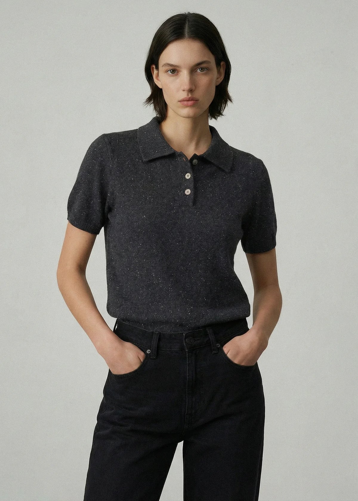 Aleger Knit Cashmere Best Polo Night Sky N.498