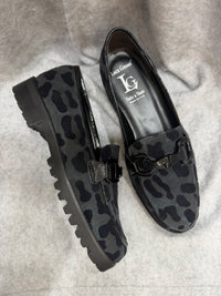 Luca Grossi Loafer Suede Black/Grey Leopard Print K359M