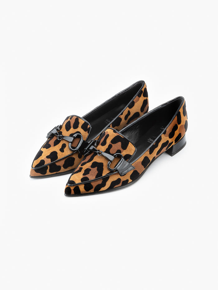 Luca Grossi Pointy Leopard Heeled Flats CH678