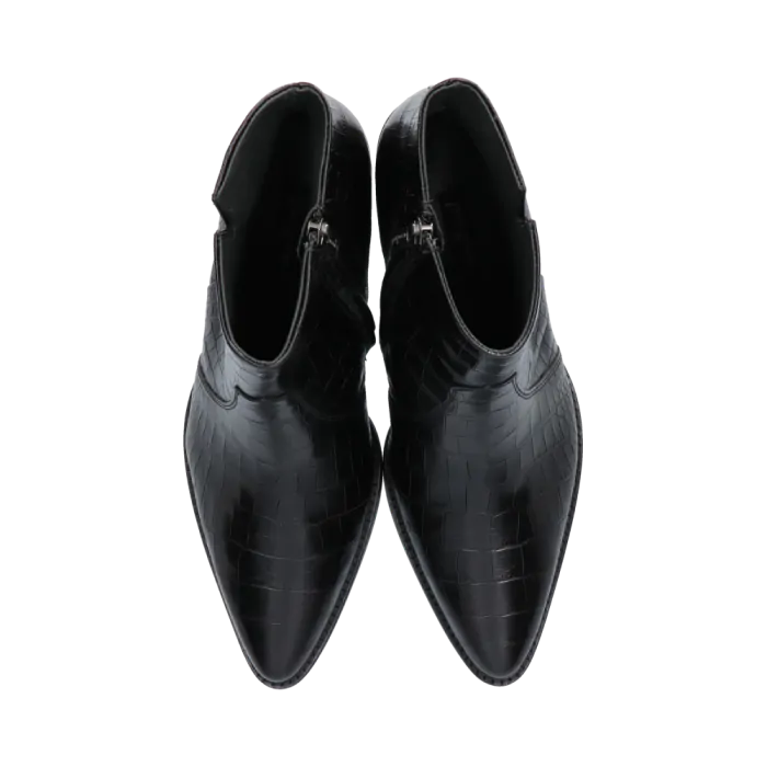 Paul Green Black Croc Ankle Boots 9780-026