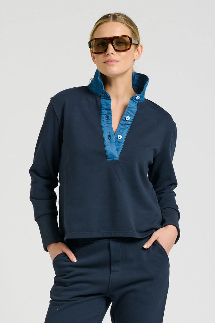 Shirty Rugby Sweatshirt - French Navy / Vintage Denim
