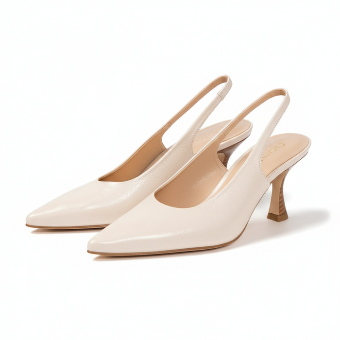 Zinda Heel Sling Back Beige Textured Leather 3109 Haiti