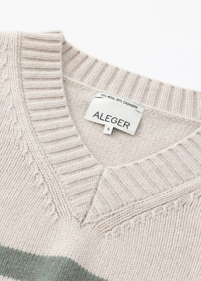 Aleger V neck stripe woodland