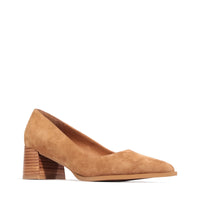 Eos Heeled Court Shoe Almond Suede