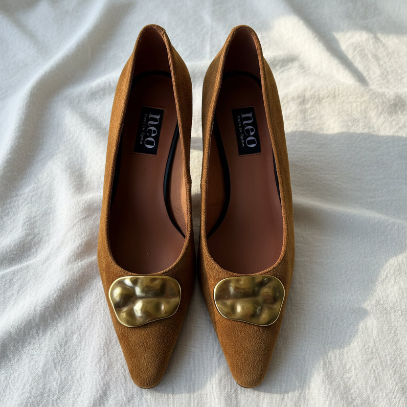 Neo Shoe Basket Suede Pump Mogano/Gold 25623-416D