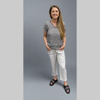 Frockk Tee Ellie V Neck Black Stripe