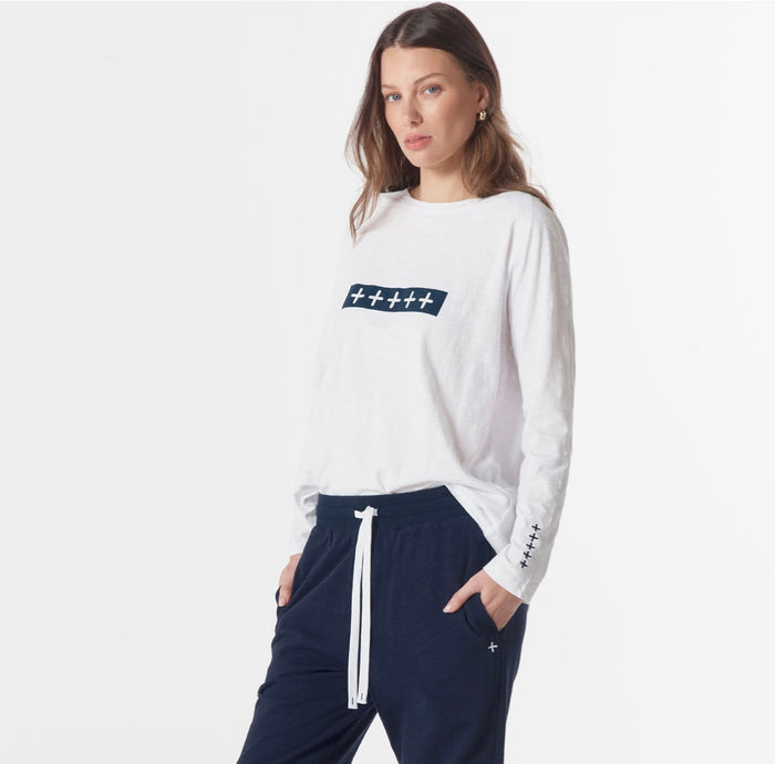 Cloth Paper Scissors Top On Repeat Raglan T Navy C1357
