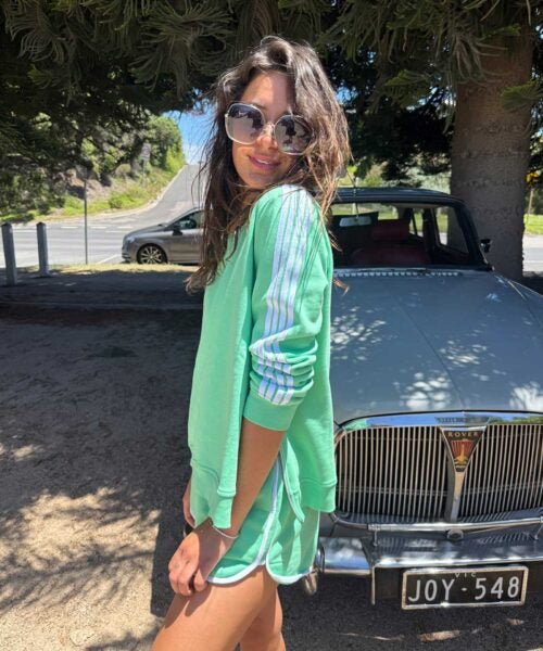 Sophie Moran Sweater Arm Stripe Minty Green/White