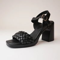 Neo Vela Black Leather Heel 1001