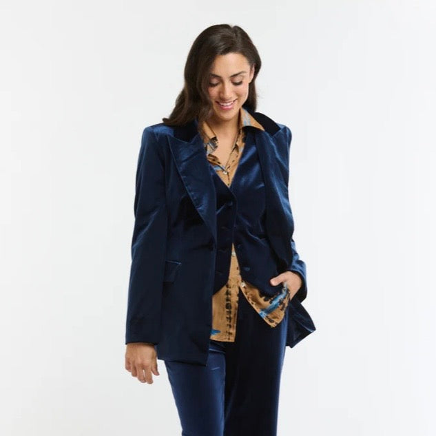 Italian Star Jacket Velvet Navy ISV2228