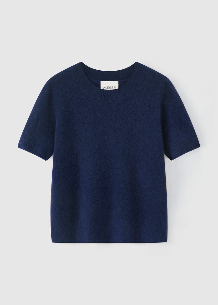 Aleger Jumper S/S Brushed Wool/Cashmere Royale Blue N. 658