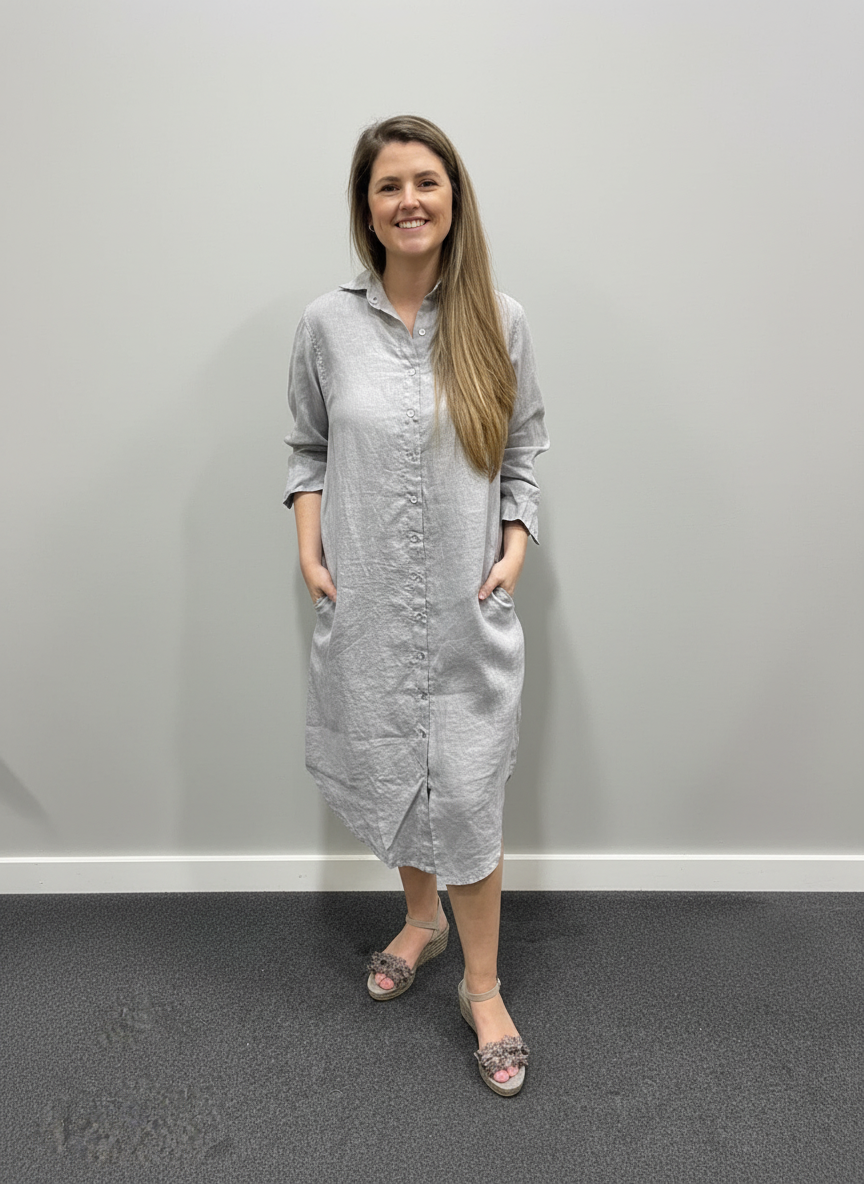 Frockk Dress Elena Linen Pewter