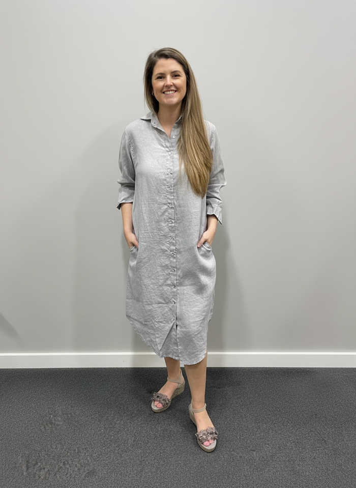 Frockk Dress Elena Linen Pewter