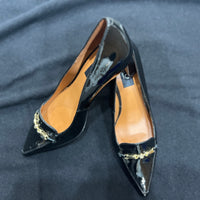 Neo Black Patent Heel with gold bar 24549-458B