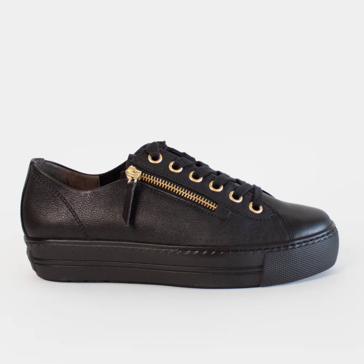 Paul Green Black /Gold Flatform Sneaker 5006-136